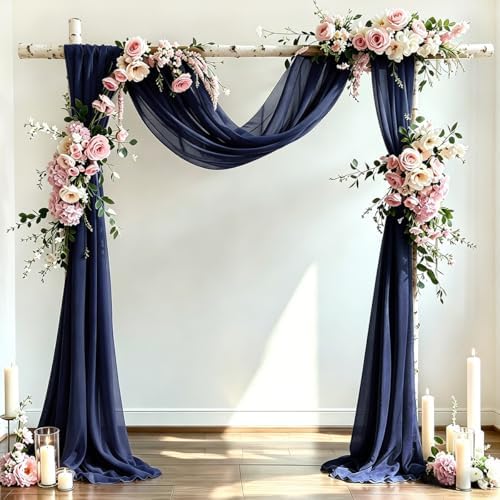Wedding Draping Fabric Navy Blue Drapes for Backdrop, 2 Pack in Navy Blue