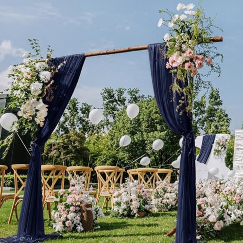 Wedding Draping Fabric Navy Blue Drapes for Backdrop, 4 Pack in Navy Blue, alternate view 2