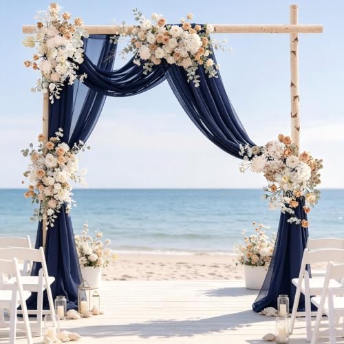 Wedding Draping Fabric Navy Blue Drapes for Backdrop, 4 Pack in Navy Blue, alternate view 3