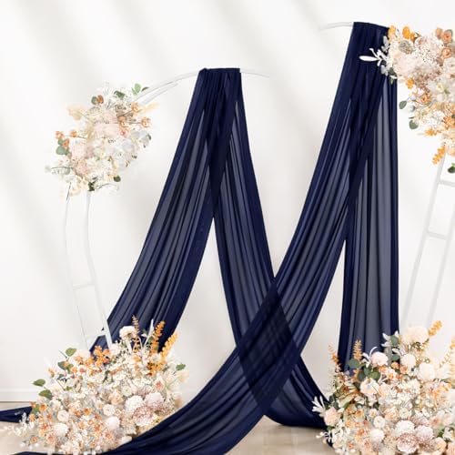 Wedding Draping Fabric Navy Blue Drapes for Backdrop, 4 Pack in Navy Blue, alternate view 4
