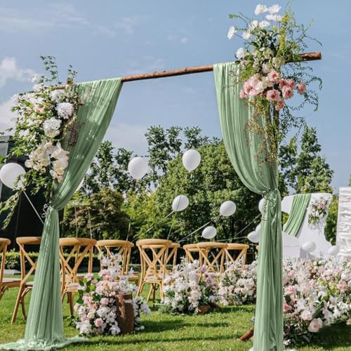 Wedding Draping Fabric Sage Green Drapes for Backdrop, 2 Pack in Sage Green
