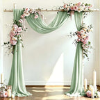 Wedding Draping Fabric Sage Green Drapes for Backdrop, 2 Pack in Sage Green, alternate view 2