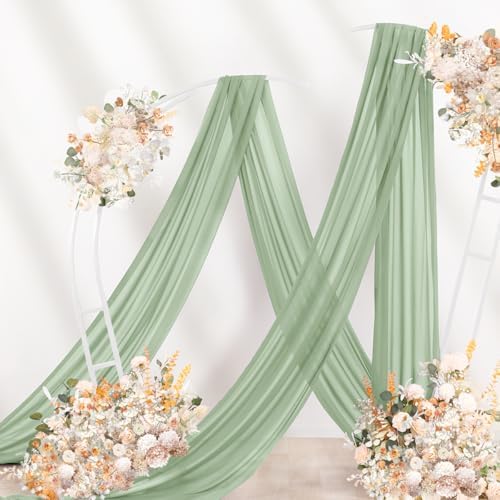 Wedding Draping Fabric Sage Green Drapes for Backdrop, 2 Pack in Sage Green, alternate view 3