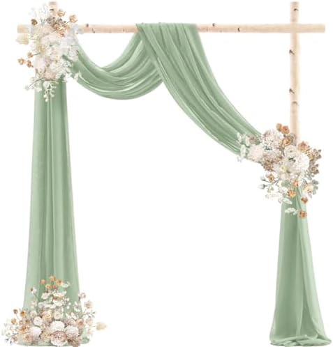 Wedding Draping Fabric Sage Green Drapes for Backdrop, 2 Pack in Sage Green, alternate view 5