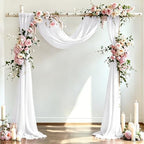 Wedding Draping Fabric White Drapes for Backdrop, 4 Pack in White