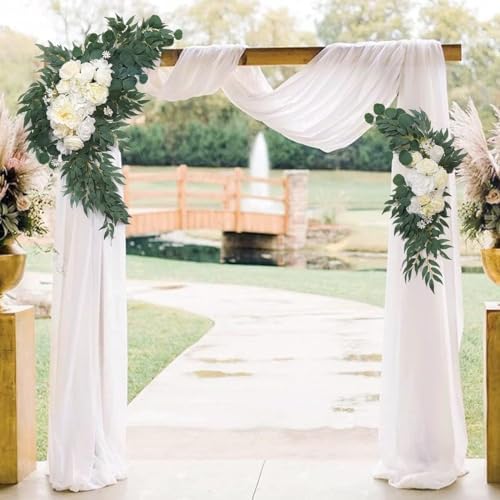 Wedding Draping Fabric White Drapes for Backdrop, 4 Pack in White, alternate view 3