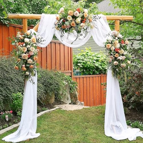 Wedding Draping Fabric White Drapes for Backdrop, 4 Pack in White, alternate view 4