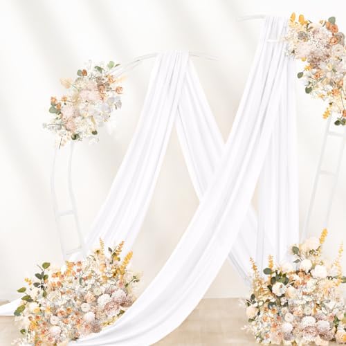 Wedding Draping Fabric White Drapes for Backdrop, 4 Pack in White, alternate view 6