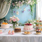 Wedding Floral Backdrop for Women Bridal Shower Flower Wall Decoration Window Scenery Green Leaves Aesthetic, alternate view