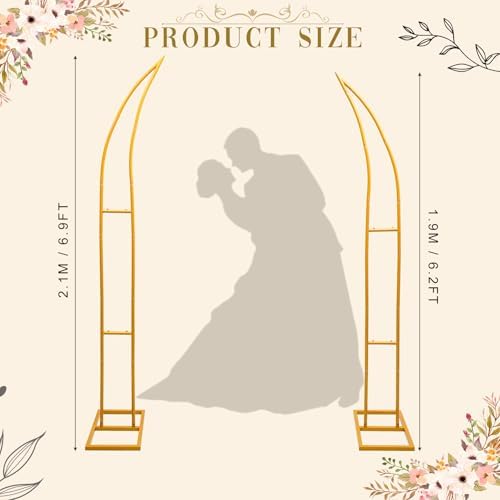 Wedding Flower Arch Stand Gold Half Arch 2pc Curved Backdrop Stand 6.2&6.9 Ft For Wedding Ceremony Bridal Shower, alternate
