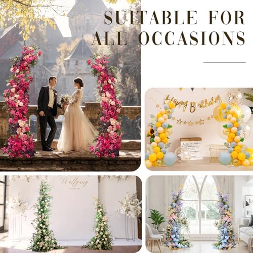 Wedding Flower Arch Stand Gold Half Arch 2pc Curved Backdrop Stand 6.2&6.9 Ft For Wedding Ceremony Bridal Shower, alternate