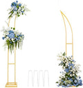 Wedding Flower Arch Stand Kit, 6.9FT & 6.2FT Balloon Moon Arch Backdrop Stand Metal Half Gold for Wedding