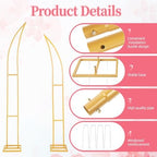 Wedding Flower Arch Stand Kit, 6.9FT & 6.2FT Balloon Moon Arch Backdrop Stand Metal Half Gold for Wedding, alternate view 4