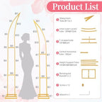 Wedding Flower Arch Stand Kit, 6.9FT & 6.2FT Balloon Moon Arch Backdrop Stand Metal Half Gold for Wedding, alternate view 5