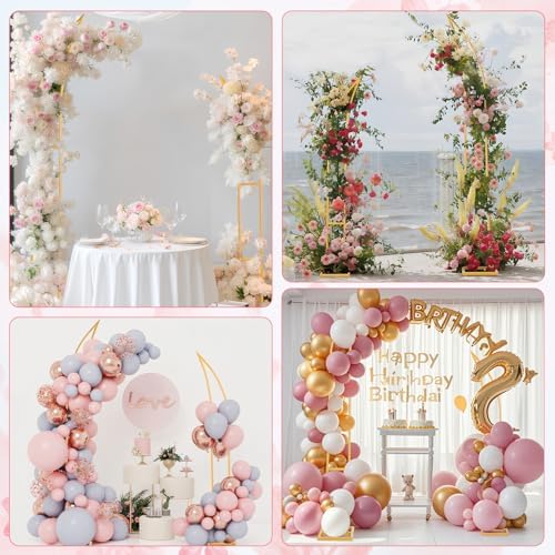 Wedding Flower Arch Stand Kit, 6.9FT & 6.2FT Balloon Moon Arch Backdrop Stand Metal Half Gold for Wedding, alternate view 7