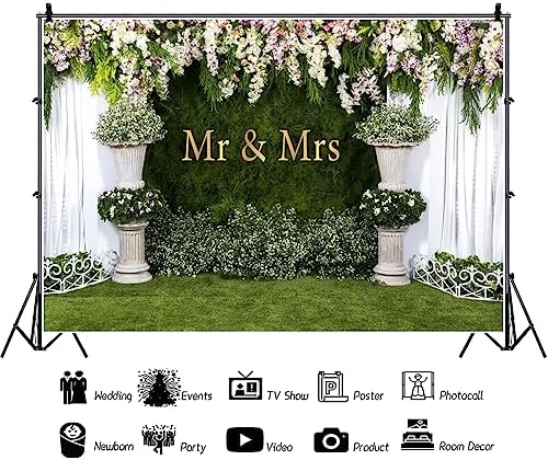 Wedding Flower Backdrop 10x8ft Mr Mrs Engagement Reception Background in 10x8FT in NWH20733, alternate view 3