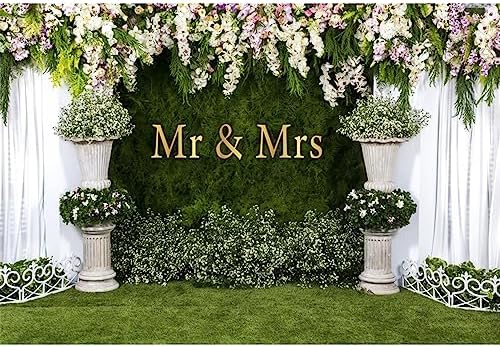 Wedding Flower Backdrop 10x8ft Mr Mrs Engagement Reception Background in 10x8FT in NWH20733, alternate view 4