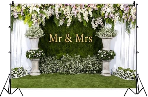 Wedding Flower Backdrop 8x6ft Mr Mrs Engagement Reception Background in 8x6FT in NWH20733
