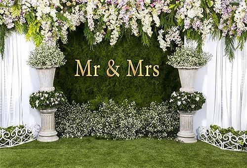 Wedding Flower Backdrop 8x6ft Mr Mrs Engagement Reception Background in 8x6FT in NWH20733, alternate view 2