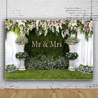 Wedding Flower Backdrop 8x6ft Mr Mrs Engagement Reception Background in 8x6FT in NWH20733, alternate view 3