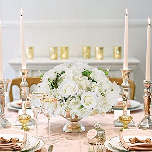 Wedding Flower Ball Centerpieces for Tables, 10 Pcs, White, Large in 19.6"x9.8" in White, alternate view 2
