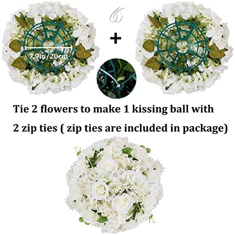 Wedding Flower Ball Centerpieces for Tables, 10 Pcs, White, Large in 19.6"x9.8" in White, alternate view 5