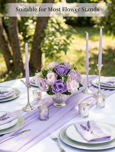 Wedding Flower Centerpieces for Tables: 6 Pcs Pink Purple Roses in 9.8" x 4.7" in Purple & Lilac & Light Pink, alternate view