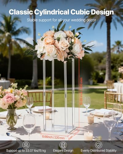 Wedding Flower Stand, 10PCS 19.69-inch Column Flower Stand, Floral Stands with Acrylic Laminate, Cylindrical, alternate view