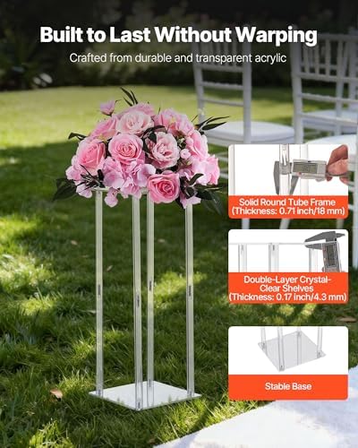 Wedding Flower Stand, 10PCS 19.69-inch Column Flower Stand, Floral Stands with Acrylic Laminate, Cylindrical, alternate view