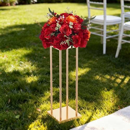 Wedding Flower Stand, 10PCS 23.62-inch Column Flower Stand, Floral Stands with Metal Laminate, Cylindrical Cubic, alternate