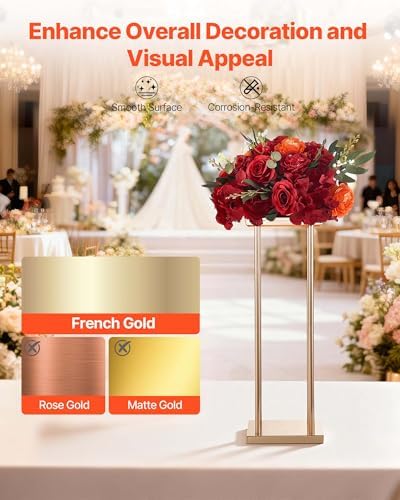 Wedding Flower Stand, 10PCS 23.62-inch Column Flower Stand, Floral Stands with Metal Laminate, Cylindrical Cubic, alternate