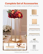 Wedding Flower Stand, 10PCS 23.62-inch Column Flower Stand, Floral Stands with Metal Laminate, Cylindrical Cubic, alternate