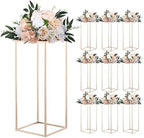 Wedding Flower Stand, 10PCS 23.62-inch Column Flower Stand, Floral Stands with Metal Laminate, Rectangular