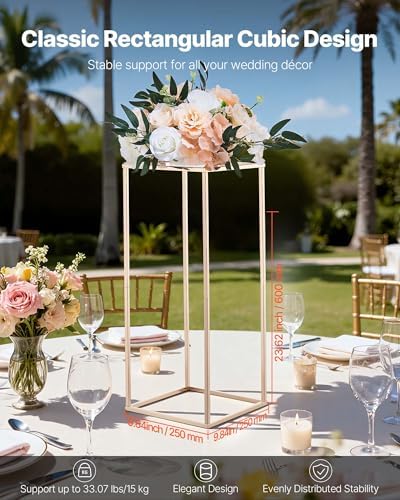 Wedding Flower Stand, 10PCS 23.62-inch Column Flower Stand, Floral Stands with Metal Laminate, Rectangular, alternate view 4