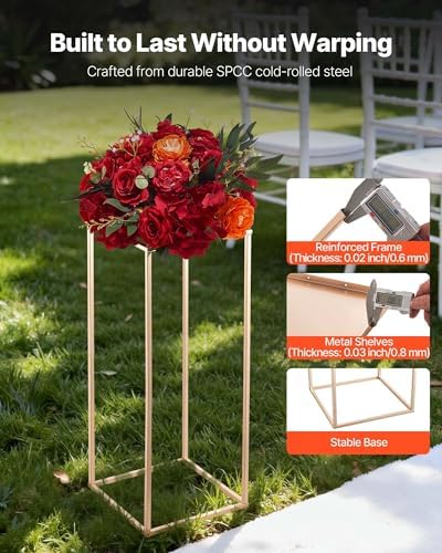 Wedding Flower Stand, 10PCS 23.62-inch Column Flower Stand, Floral Stands with Metal Laminate, Rectangular, alternate view 5