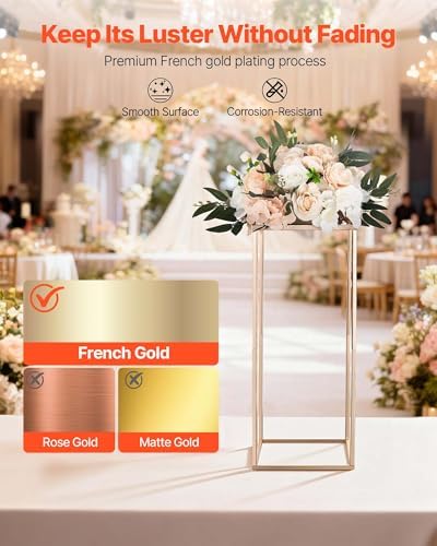 Wedding Flower Stand, 10PCS 23.62-inch Column Flower Stand, Floral Stands with Metal Laminate, Rectangular, alternate view 6