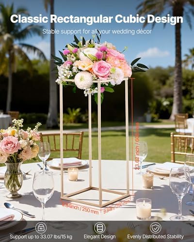 Wedding Flower Stand, 10PCS 23.62-inch Column Flower Stand, Floral Stands with Hidden Screw, Rectangular Cubic, alternate