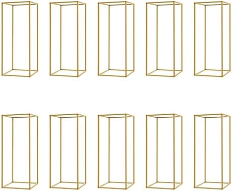 Wedding Flower Stand 10PCS Rectangular Flower Rack with Small Hammer 23.62 inch Tall Gold Metal Flower Holder