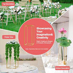 Wedding Flower Stand 10PCS Rectangular Flower Rack with Small Hammer 23.62 inch Tall Gold Metal Flower Holder, alternate view
