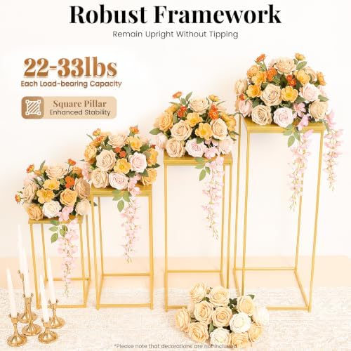 Wedding Flower Stand, 4PCS Flower Vase Column Stand, Metal Plant Stand, Geometric Centerpieces Vase for Tables, alternate