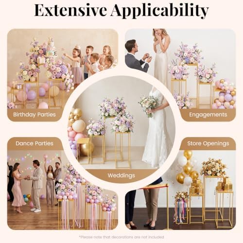 Wedding Flower Stand, 4PCS Flower Vase Column Stand, Metal Plant Stand, Geometric Centerpieces Vase for Tables, alternate