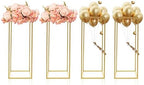 Wedding Flower Stand 4PCS Rectangular Flower Rack Gold Metal Art Geometric Holder Detachable Durable Party