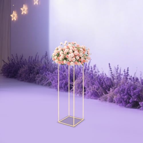 Wedding Flower Stand, Gold Metal Wedding Flower Display Stand, Gold Flower Display Rack with Acrylic Top Column, alternate