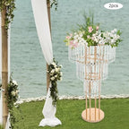 Wedding Gold Vases Centerpieces, Gold Crystal Vases for Centerpieces,3 Tier Round Chandelier Pedestal Stand for, alternate