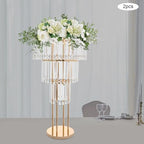 Wedding Gold Vases Centerpieces, Gold Crystal Vases for Centerpieces,3 Tier Round Chandelier Pedestal Stand for, alternate
