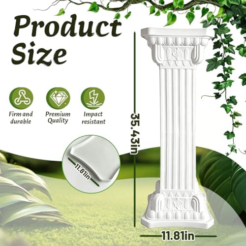 Wedding Roman Pillars,35.43 Inch High,2 Pcs, White(Square), alternate view 2