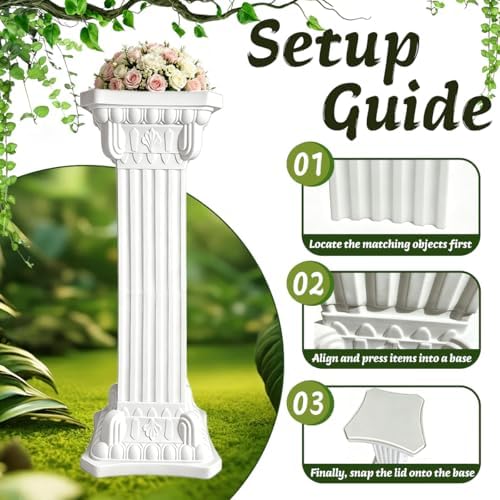 Wedding Roman Pillars,35.43 Inch High,2 Pcs, White(Square), alternate view 4