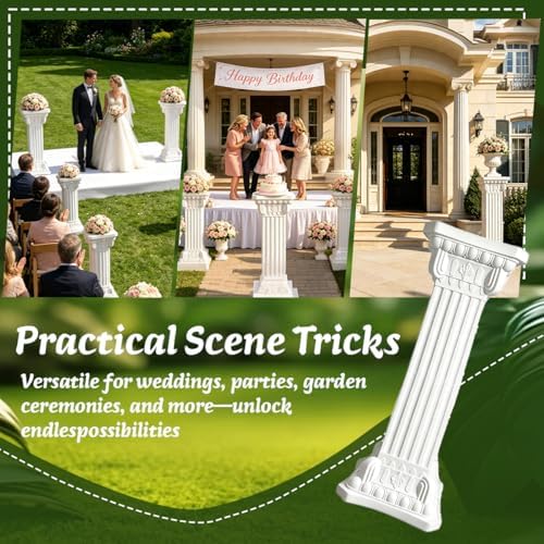Wedding Roman Pillars,35.43 Inch High,2 Pcs, White(Square), alternate view 5