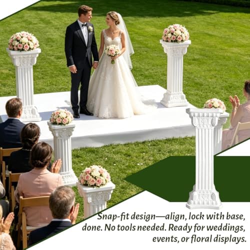 Wedding Roman Pillars,35.43 Inch High,2 Pcs, White(Square), alternate view 6