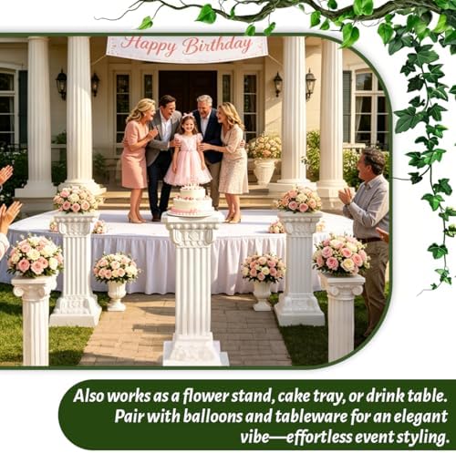 Wedding Roman Pillars,35.43 Inch High,2 Pcs, White(Square), alternate view 7